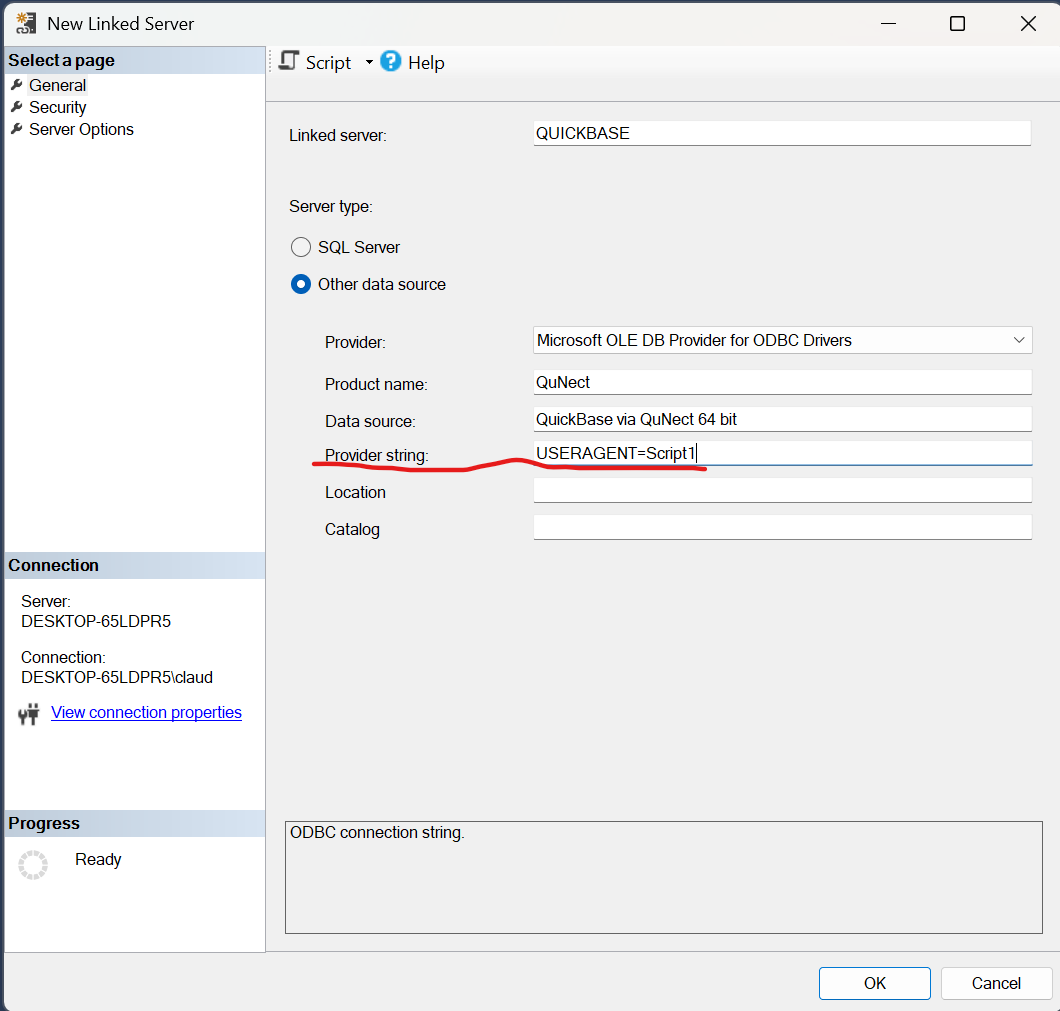 User Agent Linked Server